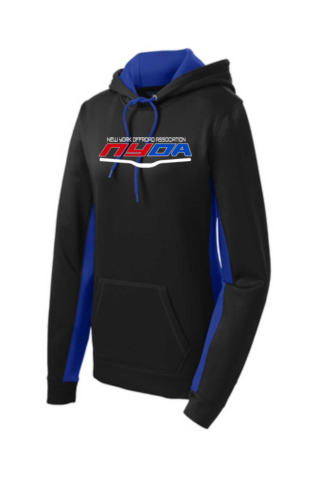 NYOA Sport-Tek® Ladies Sport-Wick® Fleece Colorblock Hooded Pullover Black/Royal